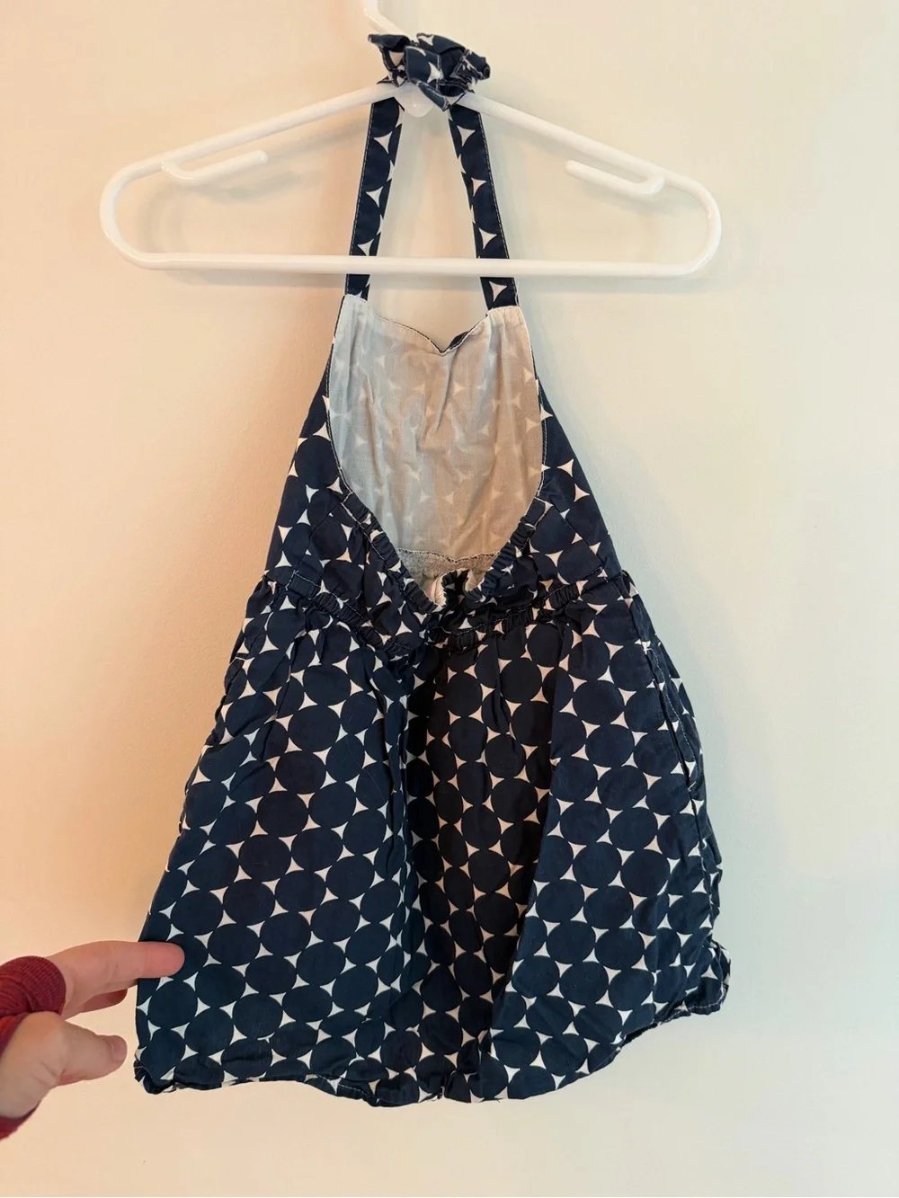 Old Navy Navy and White Geometric Halter Romper
